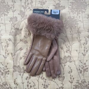 London Fog Women's tan gloves with faux fur cuffs